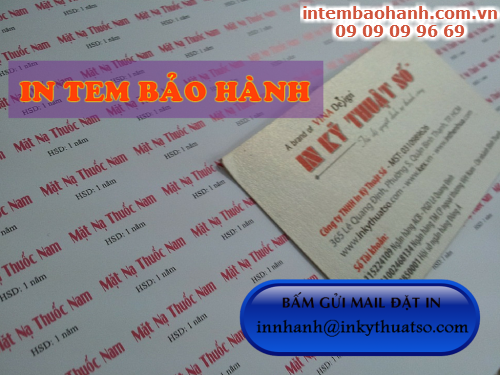 Bấm gửi email đặt in in tem bảo hành tại TPHCM với Công ty TNHH In Kỹ Thuật Số - Digital Printing